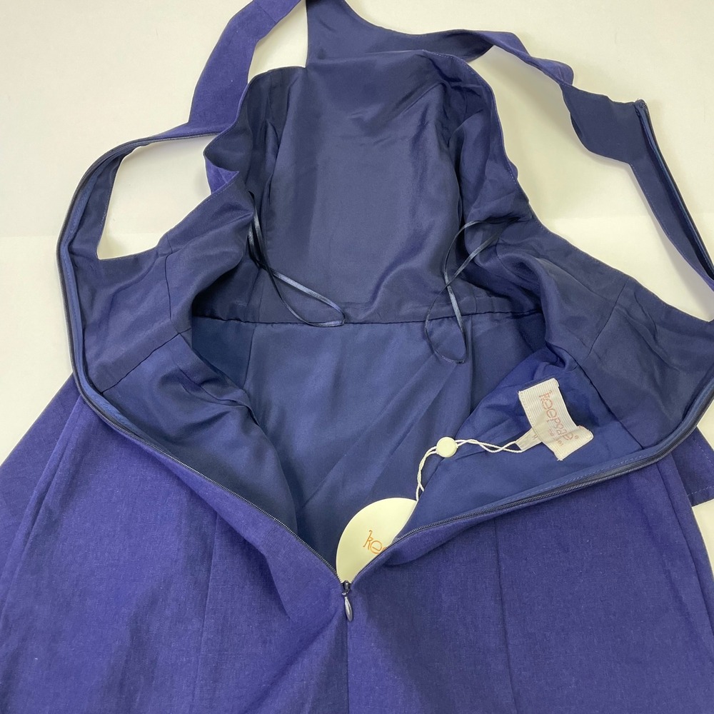 NWT Keepsake The Label Halter Navy Blue FitFlare Ruffle Mini Dress M Bridesmaid - Picture 9 of 16